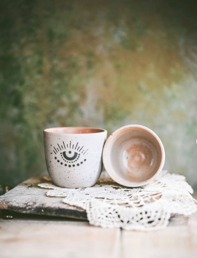 Handmade speckled ceramic eye cup